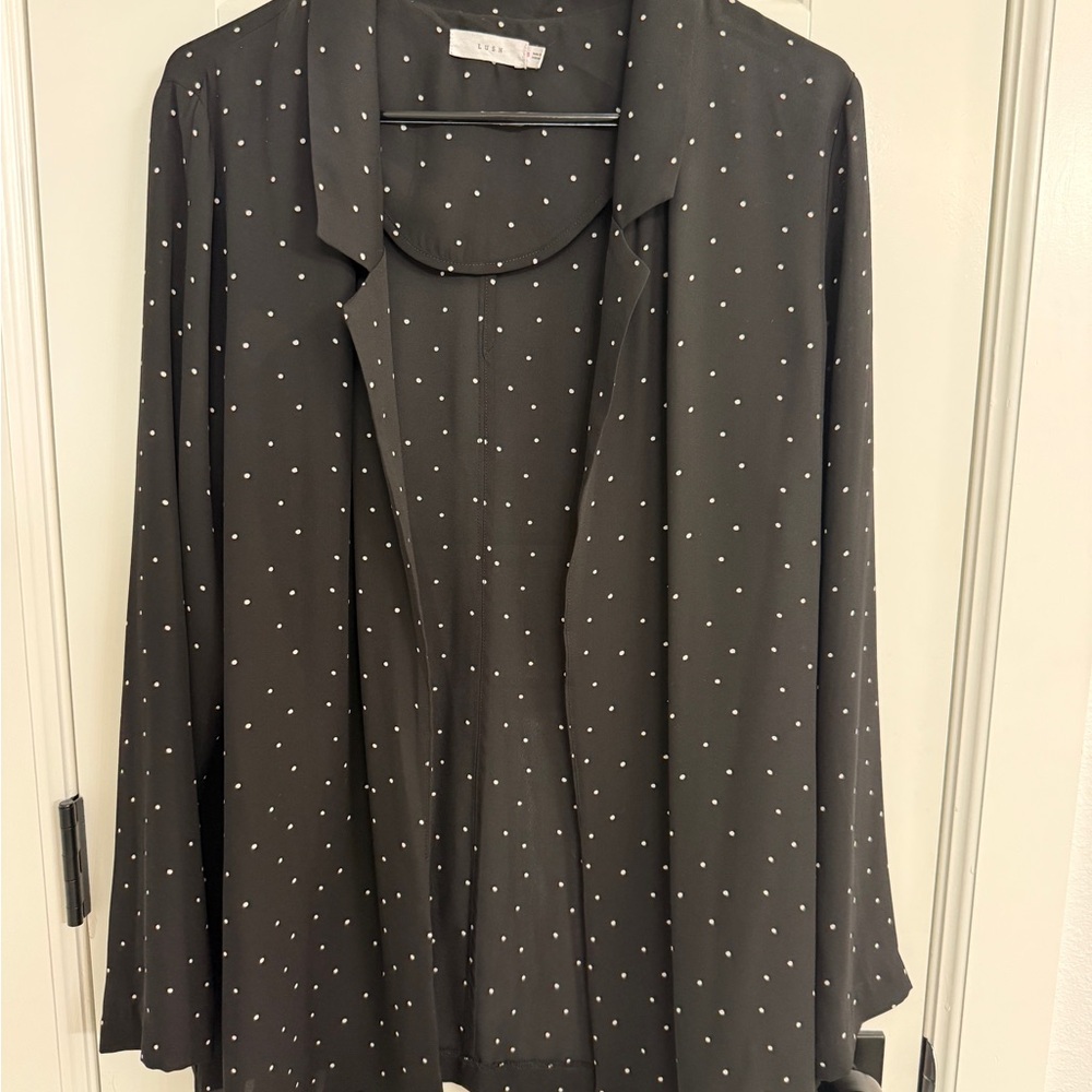 Lush Black Top with White Dots